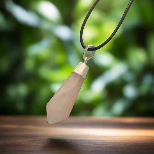 Rose Quartz Polygon Point Healing Necklace