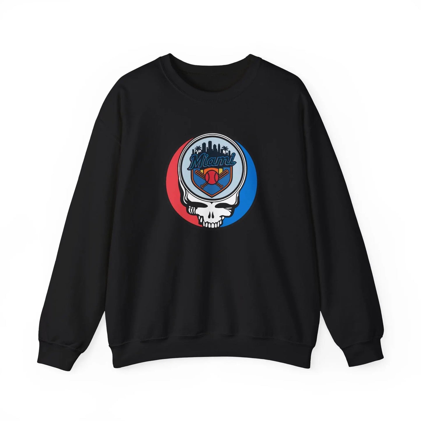Grateful Dead Stealie Crewneck Sweatshirt Heavy Blend Miami Baseball Edition MLB