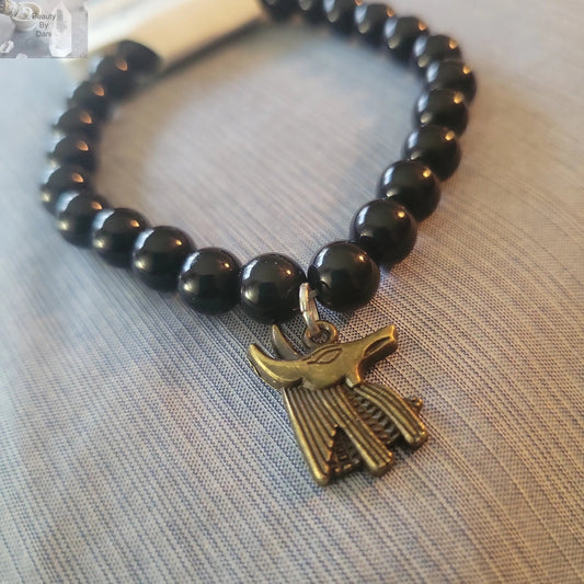 Onyx 8mm Egyptian Charm Bracelet Beauty by Dani