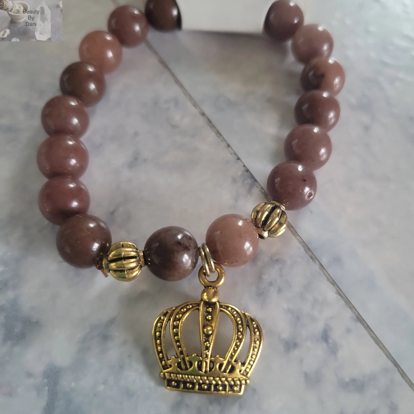 Purple Aventurine Beaded Crown Bracelet