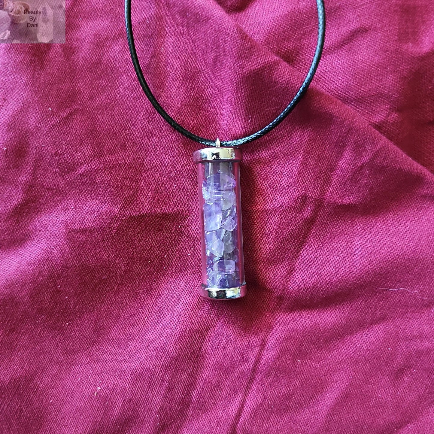 Amethyst Crystal Necklace Leather Cord Jewelry