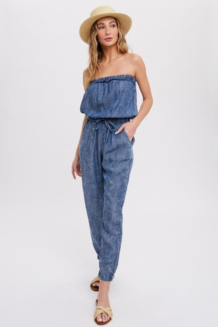 Acid Wash Tube Jumpsuit