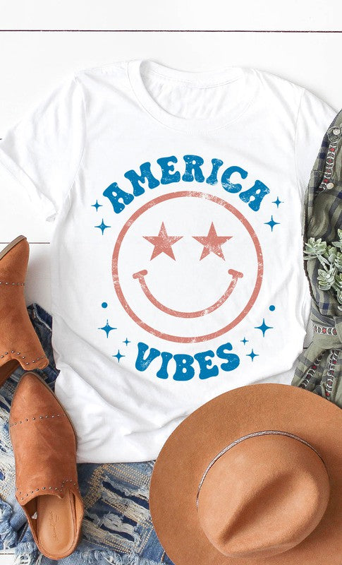 Vintage America Vibes Smiley Graphic Tee T-shirt