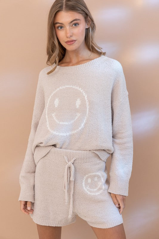 Cozy Soft Fabric Top with Shorts Set Relaxed Fit