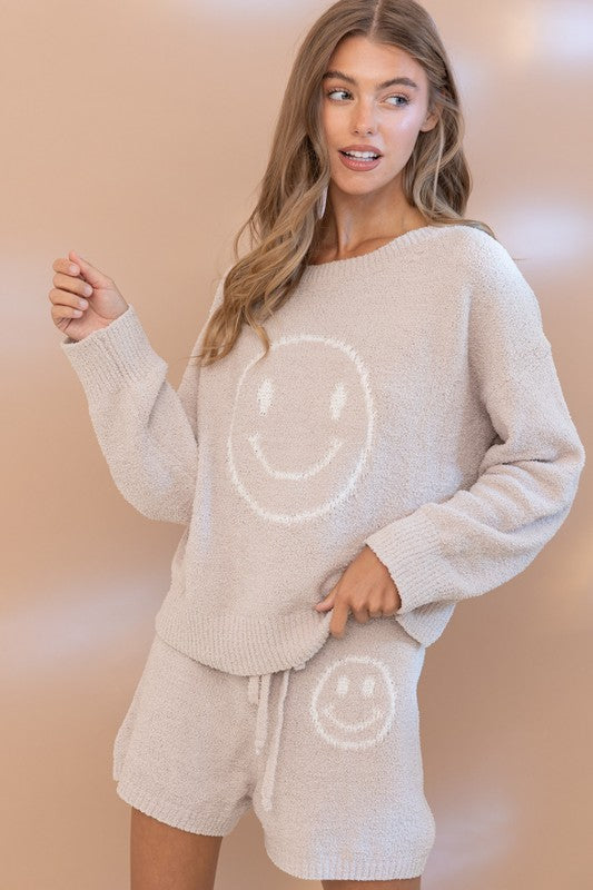 Cozy Soft Fabric Top with Shorts Set Relaxed Fit