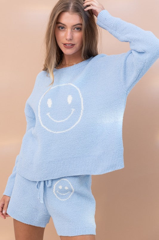 Cozy Soft Fabric Top with Shorts Set Relaxed Fit
