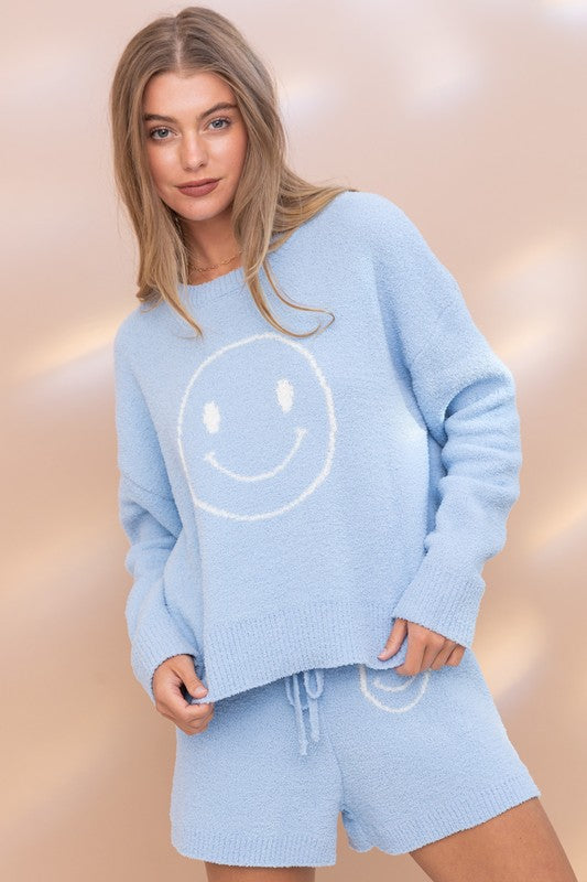 Cozy Soft Fabric Top with Shorts Set Relaxed Fit