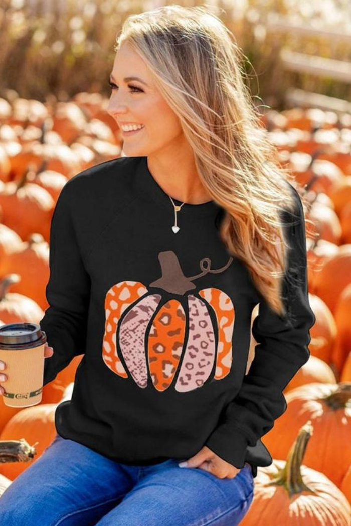 Halloween Pumpkin Printing Sweater