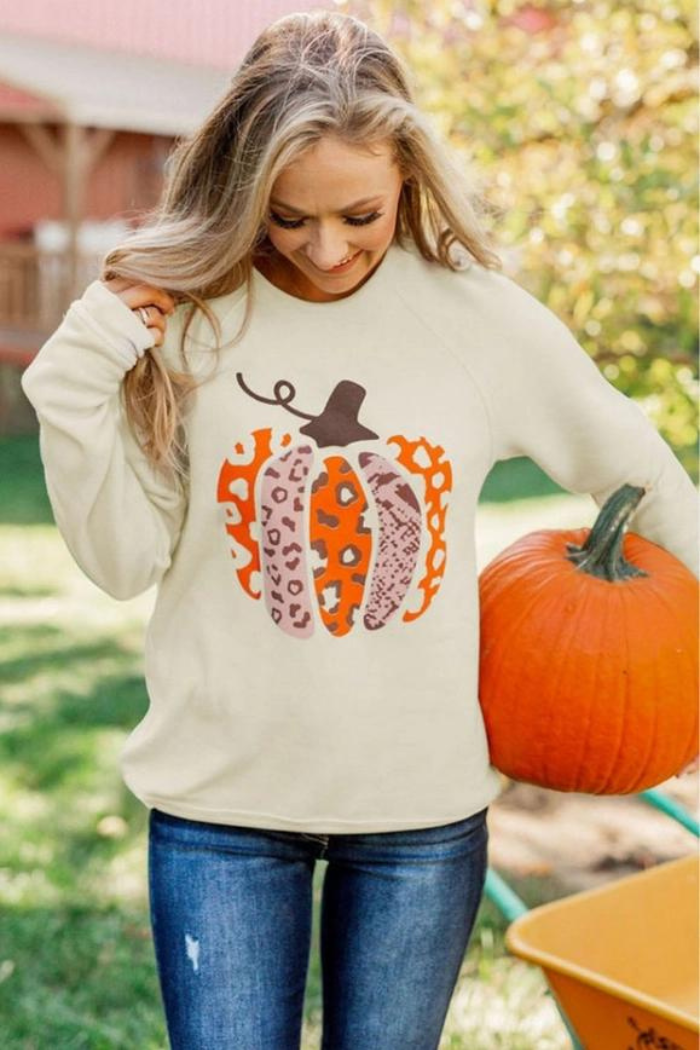 Halloween Pumpkin Printing Sweater