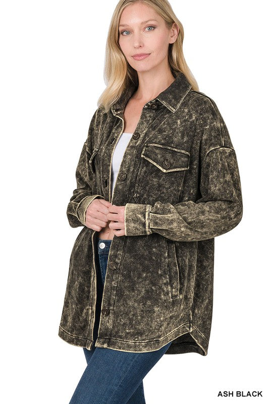 Acid Wash Loose Fit Shacket