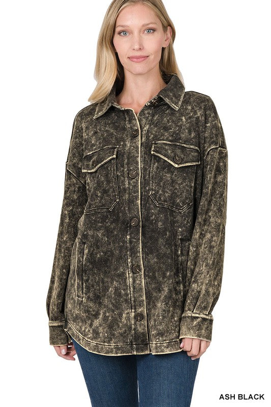 Acid Wash Loose Fit Shacket