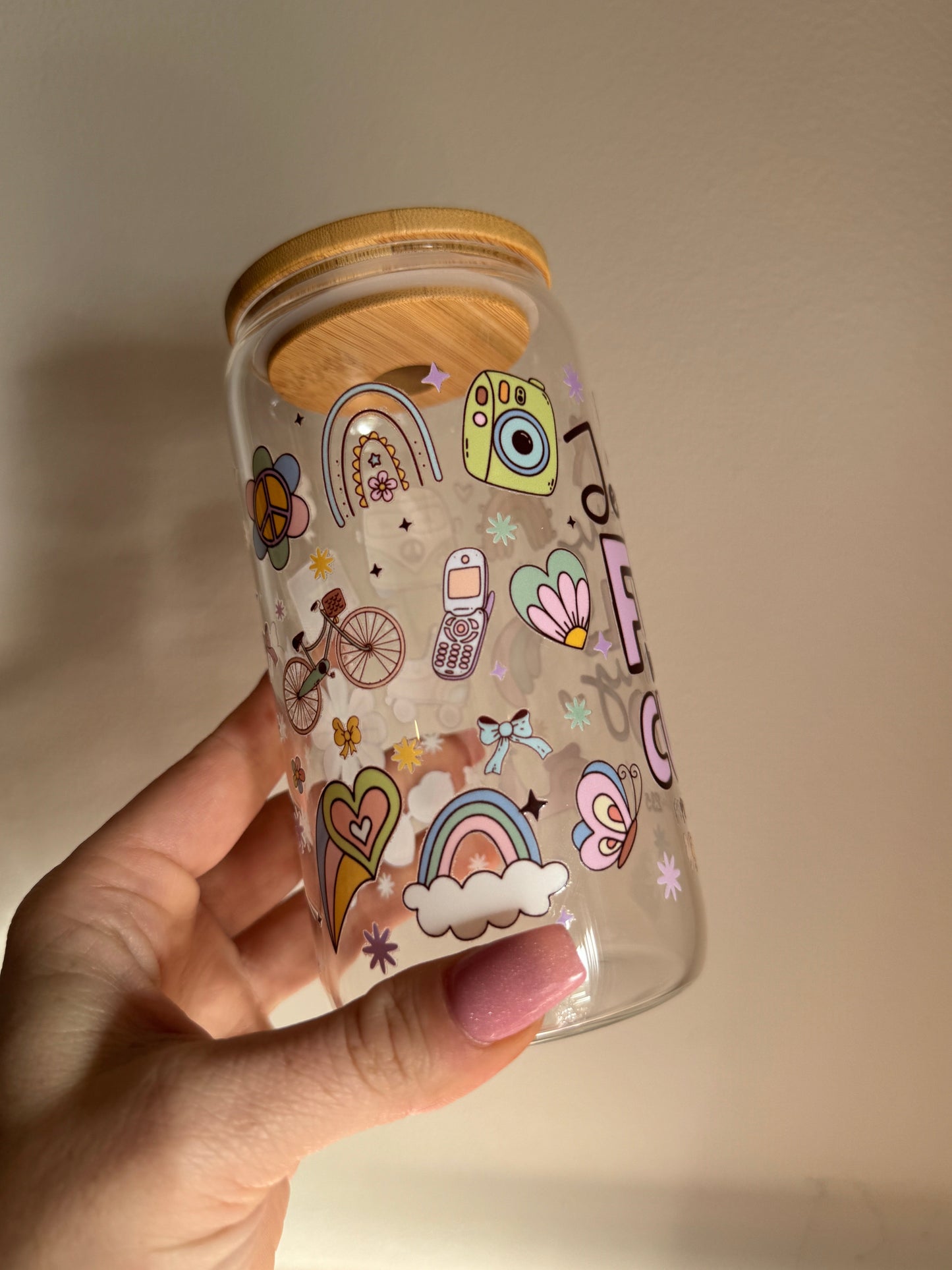 Jesus Fills My Cup Faith Inspired 16oz Glass Cup Sawdust and Cedar