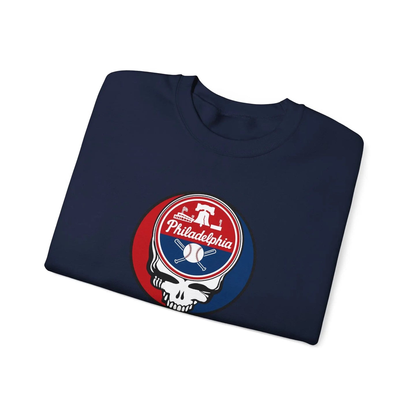 Grateful Dead Stealie Crewneck Sweatshirt Heavy Blend Philadelphia Baseball Edition MLB