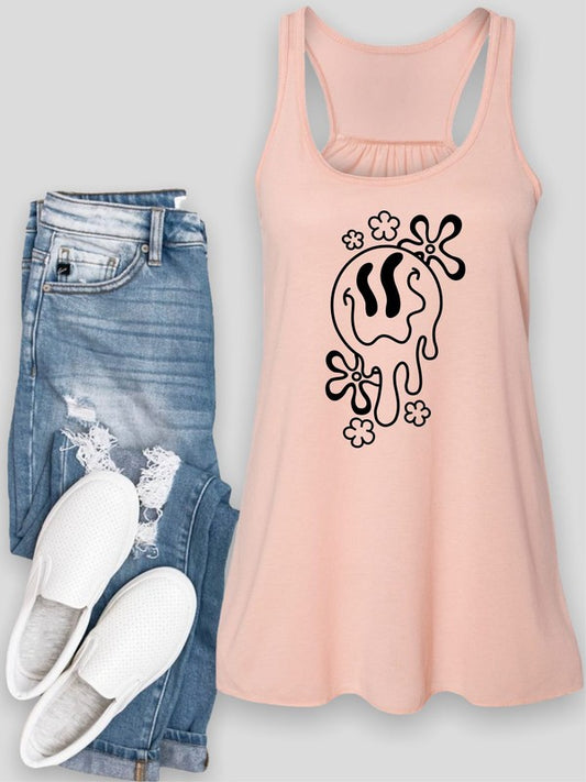 Drippy Face Smiley Flowy Tank Bella Canvas