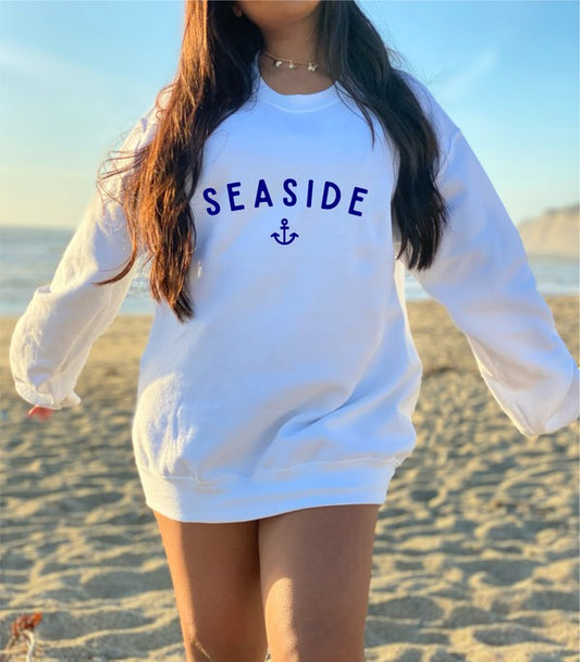 Seaside Anchor CrewNeck Sweatshirt 50% Cotton 50% Polyester
