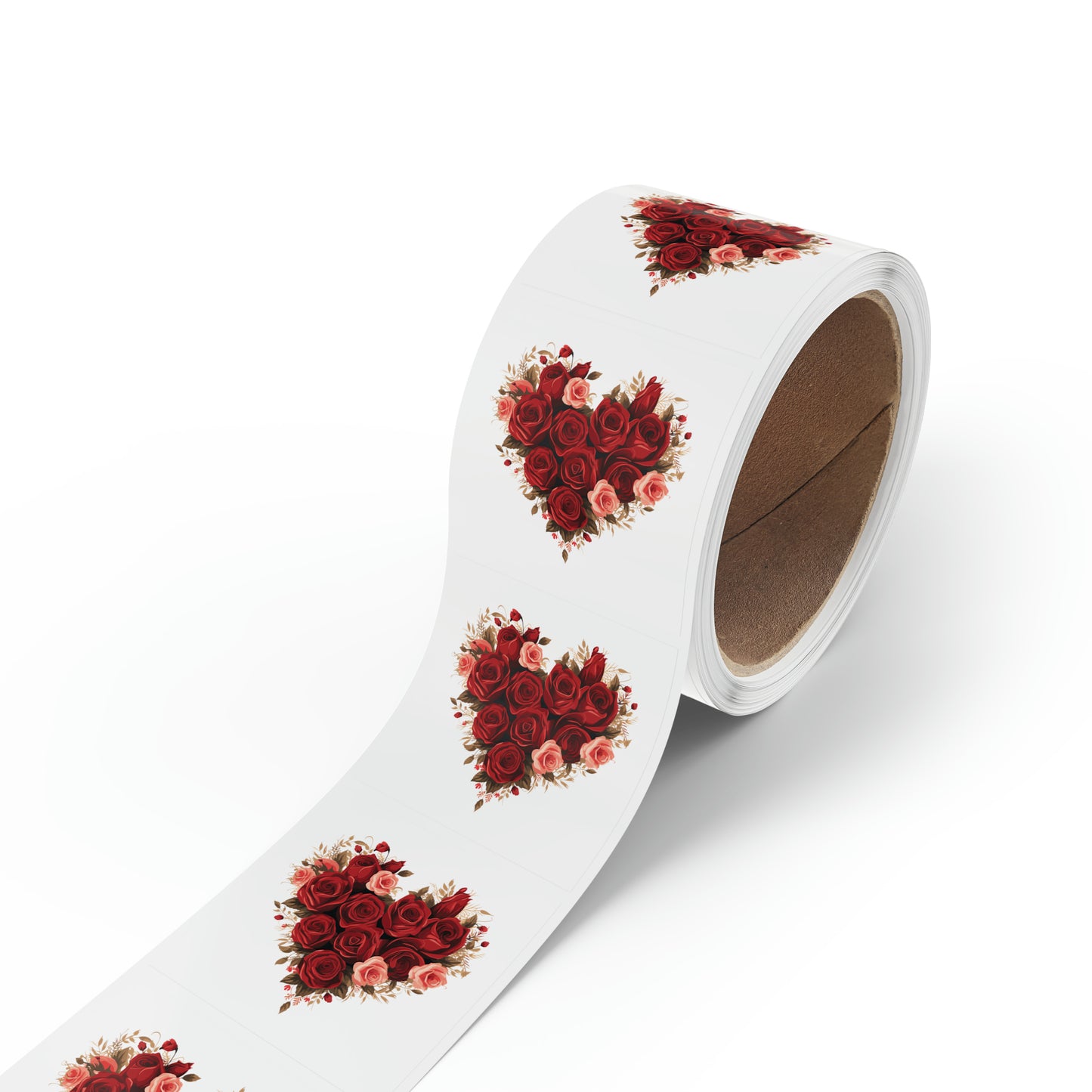 Valentine's day red Roses heart Square Sticker Label Rolls