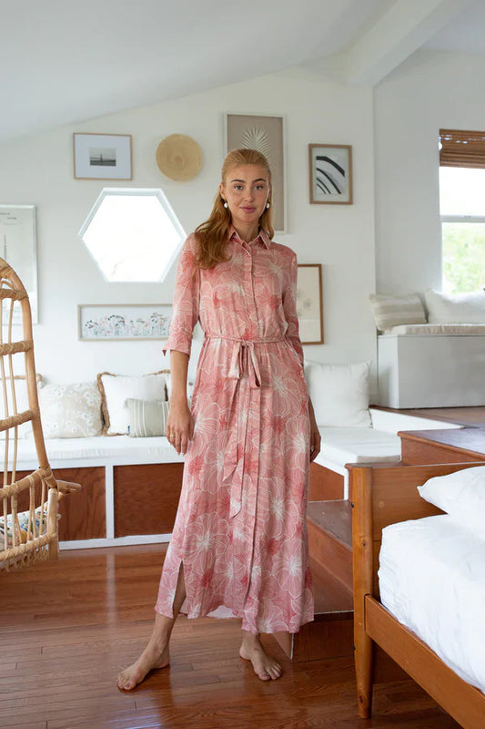 Floral Peachy-Pink Maxi Dress with Pockets Adina LV