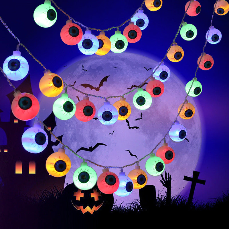 Halloween Ghost Eyeballs LED String Lamp Battery Powered 10 Lights