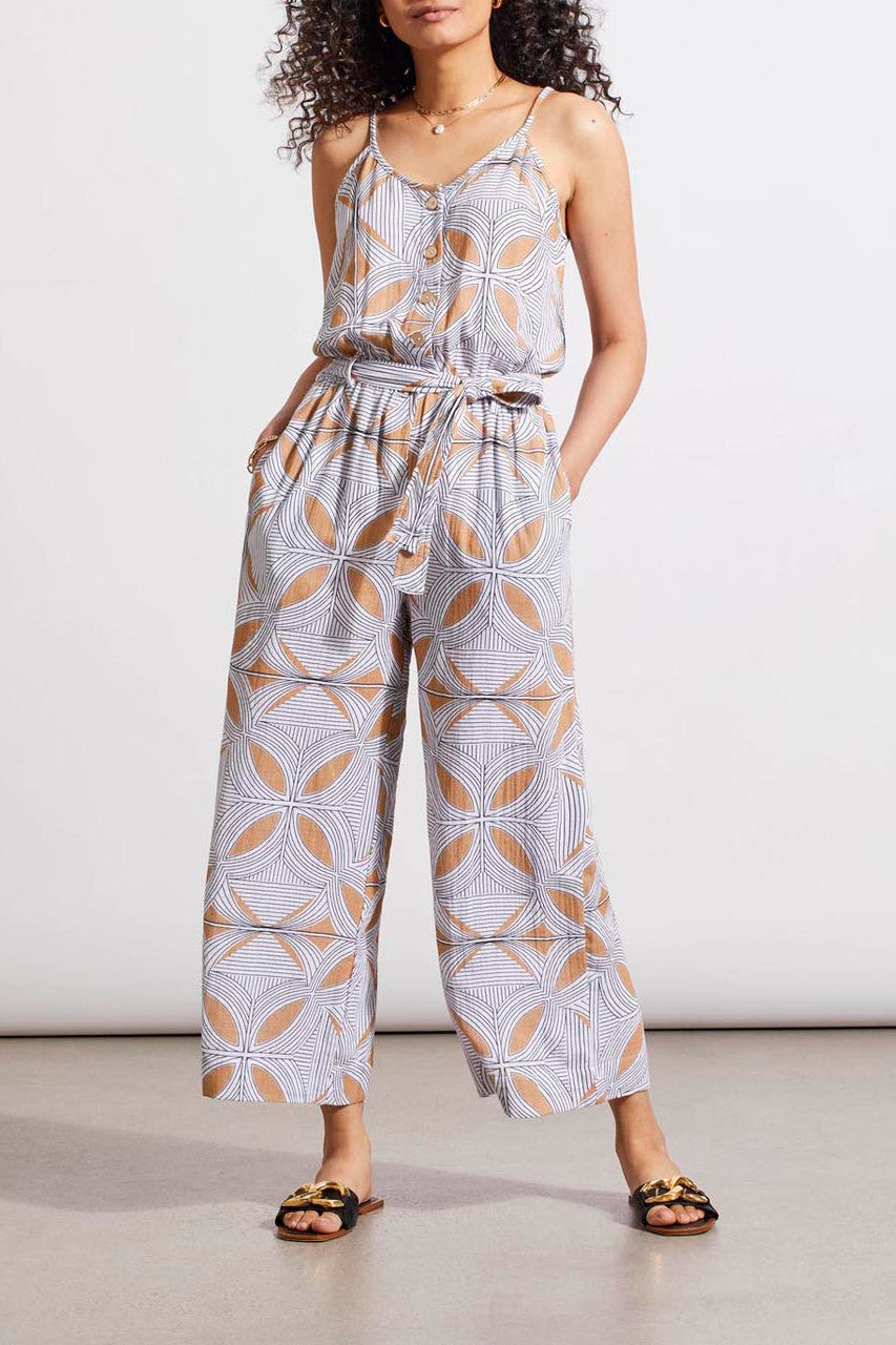 Button Front Caramel Jumpsuit