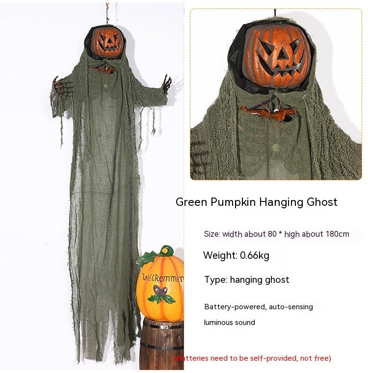 Pumpkin Hanging Ghost Voice Control Halloween Decoration Horror Props