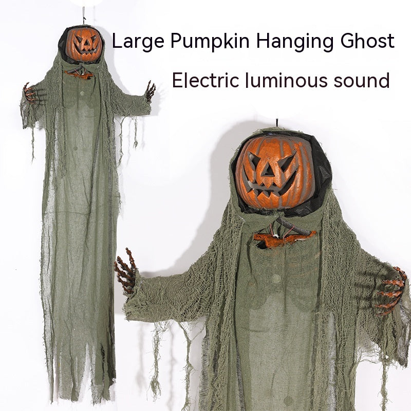 Pumpkin Hanging Ghost Voice Control Halloween Decoration Horror Props