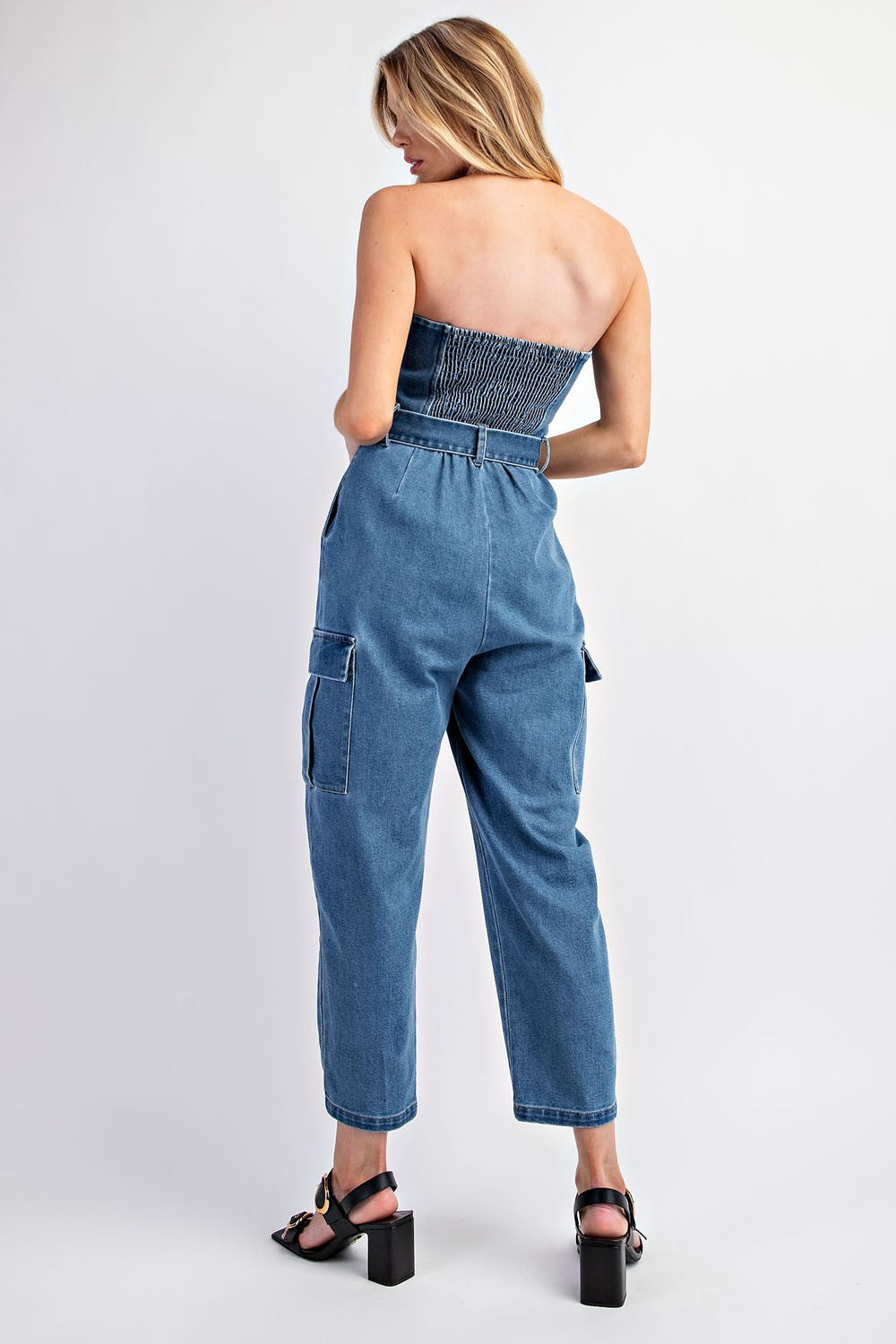 Denim Cargo Pocket Jumpsuit Brooklyn Heights