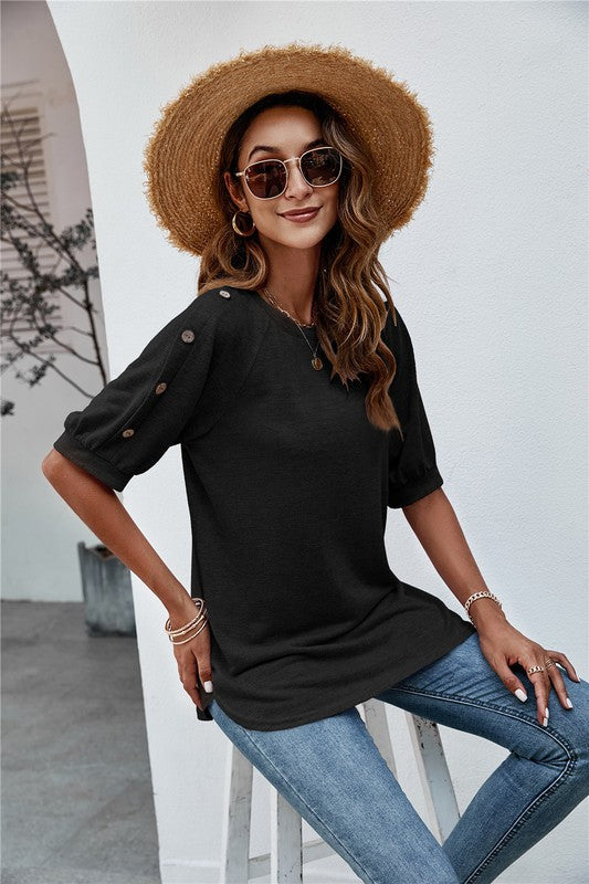 Women's Summer Round Neck Short Sleeve Top