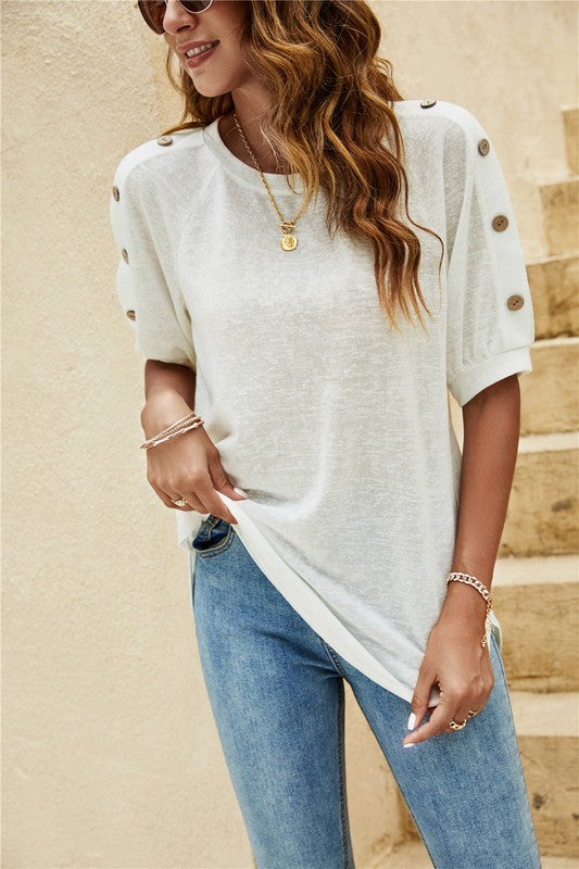 Women's Summer Round Neck Short Sleeve Top