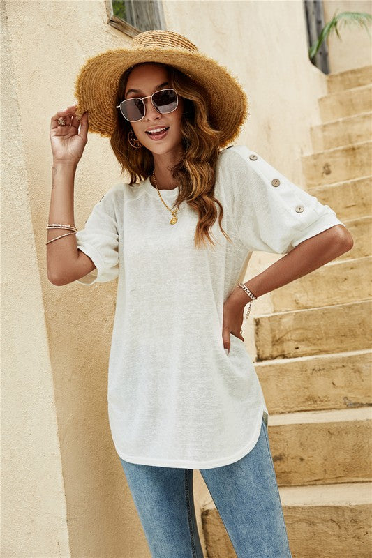 Women's Summer Round Neck Short Sleeve Top