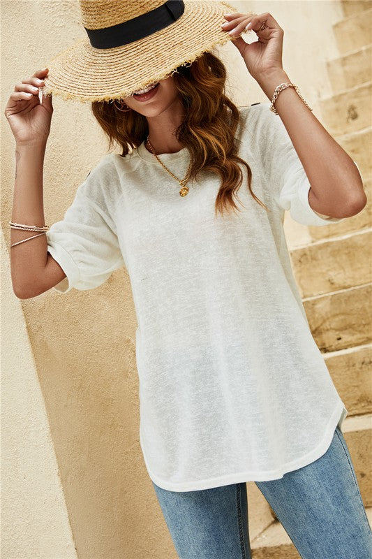 Women's Summer Round Neck Short Sleeve Top