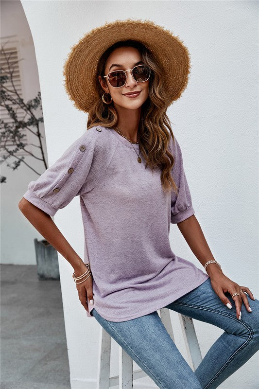 Women's Summer Round Neck Short Sleeve Top
