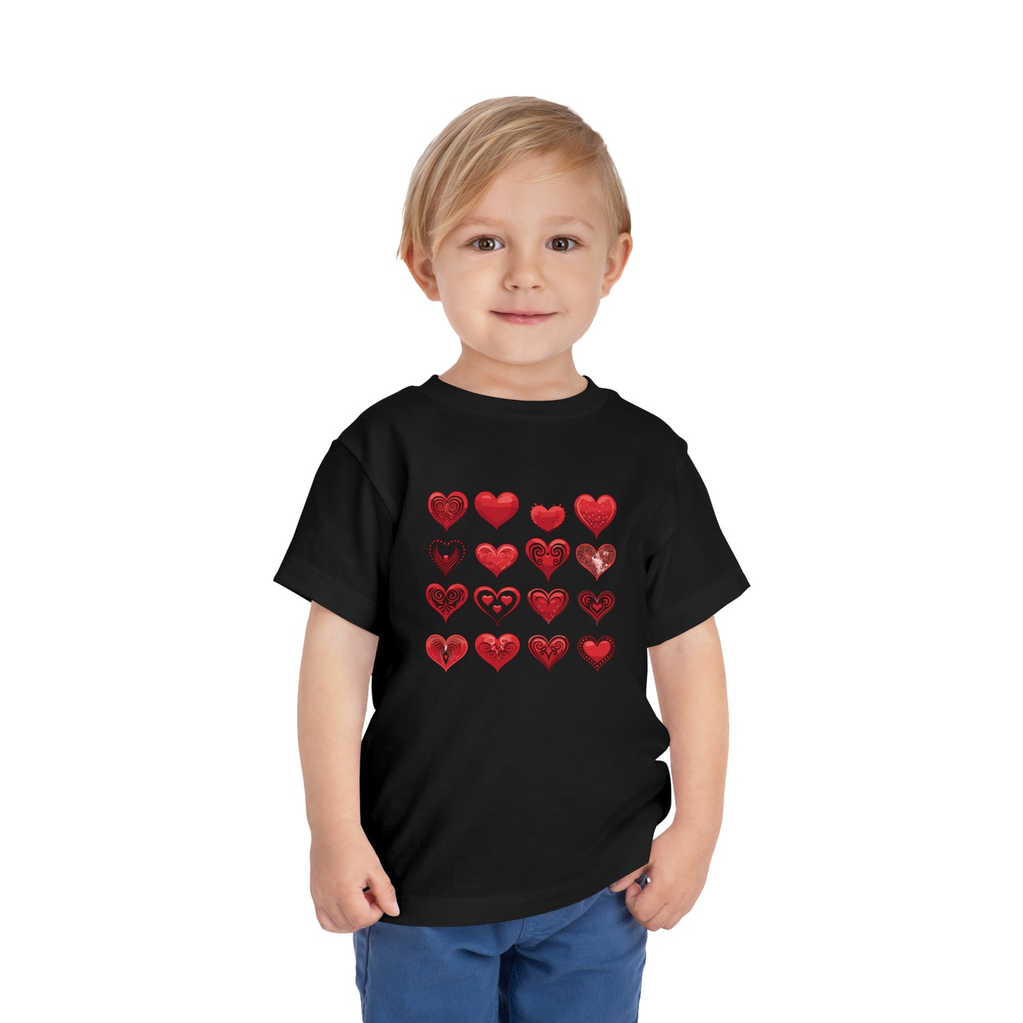 Red hearts shape design Toddler Short Sleeve Tee