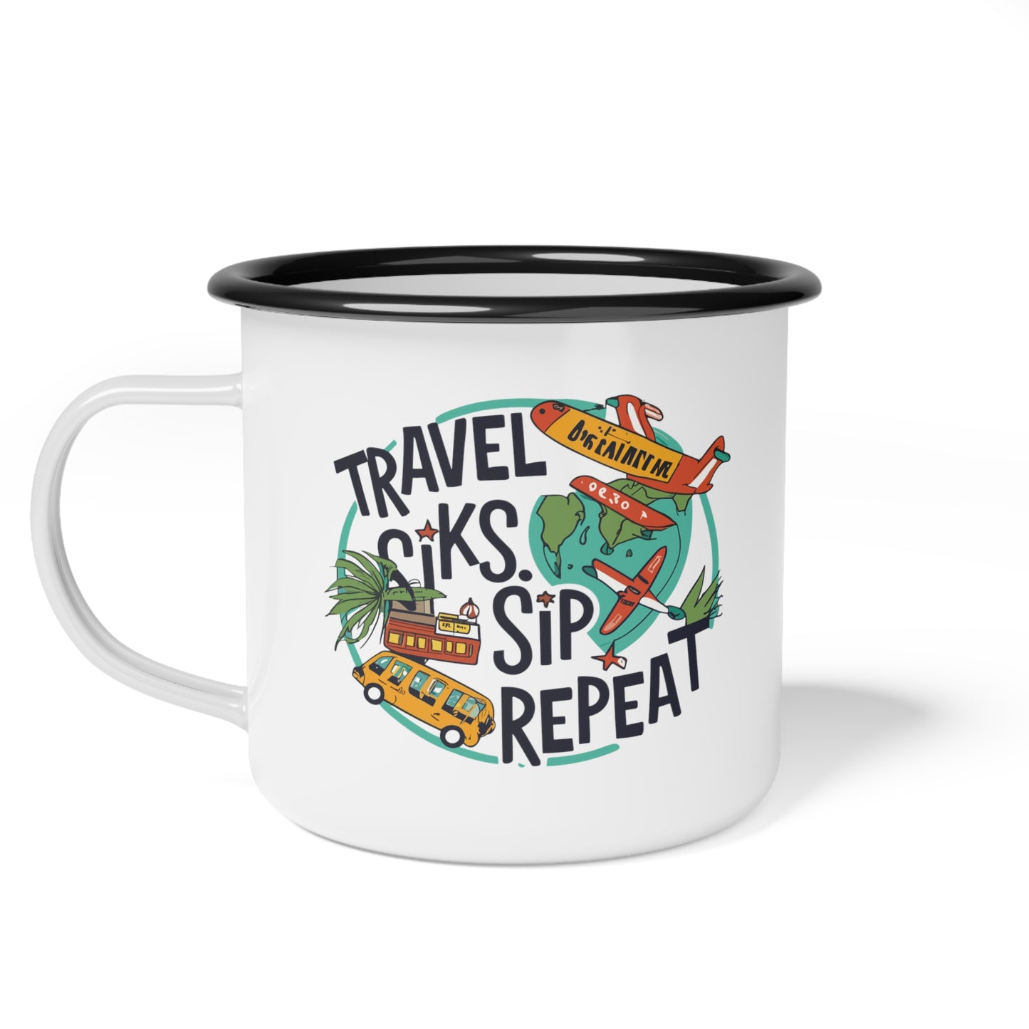 Enamel 12oz Camp Cup Travel Mug Unique Travel Sip Repeat