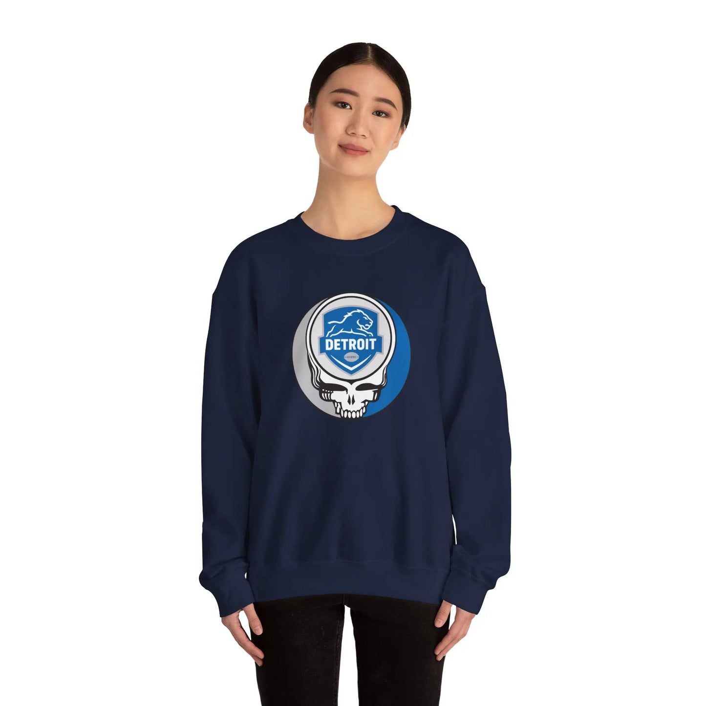 Grateful Dead Stealie Crewneck Sweatshirt Unisex Detroit Lions The Gridiron Collection