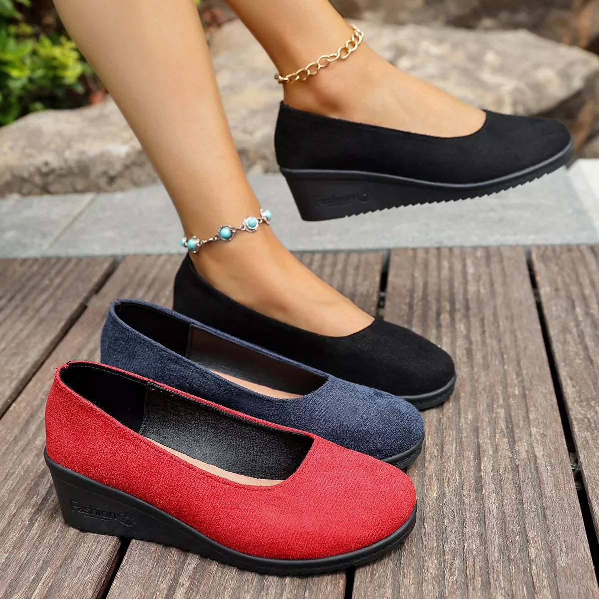 Wedge Heel Slip-On Loafers Wedge Heel Loafers