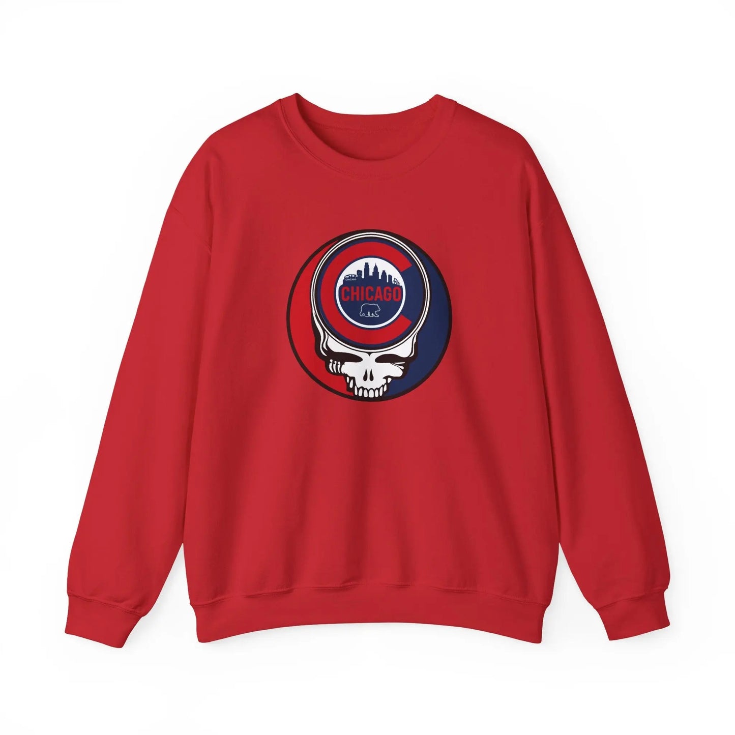 Grateful Dead Stealie Crewneck Sweatshirt Medium-Heavy Blend Chicago Baseball Edition MLB