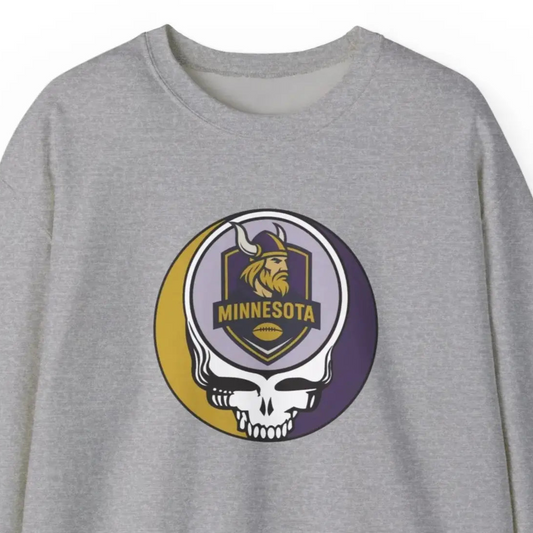Minnesota Vikings Grateful Dead Stealie Heavy Blend Crewneck Sweatshirt