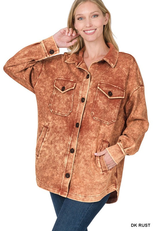 Acid Wash Loose Fit Shacket