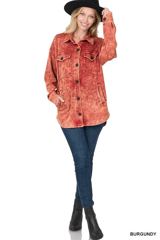 Acid Wash Loose Fit Shacket