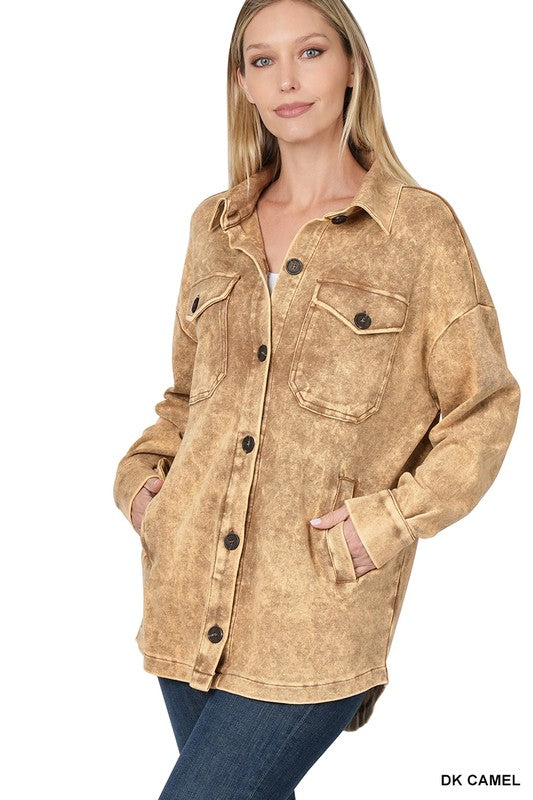 Acid Wash Loose Fit Shacket
