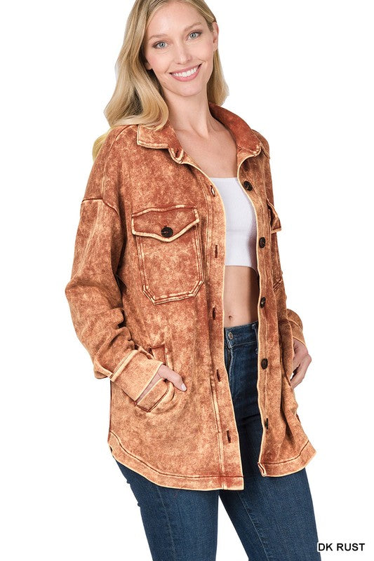 Acid Wash Loose Fit Shacket