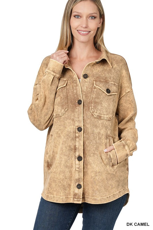 Acid Wash Loose Fit Shacket