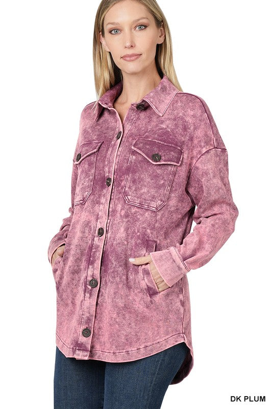 Acid Wash Loose Fit Shacket