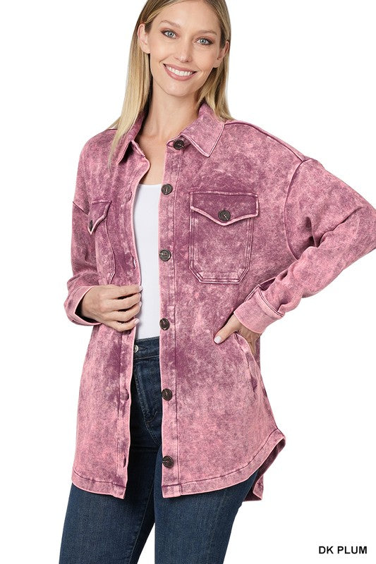 Acid Wash Loose Fit Shacket