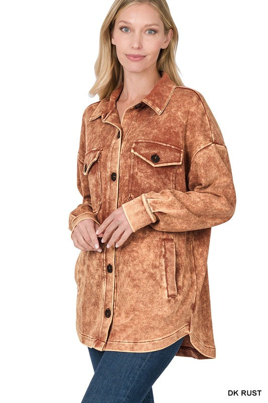 Acid Wash Loose Fit Shacket