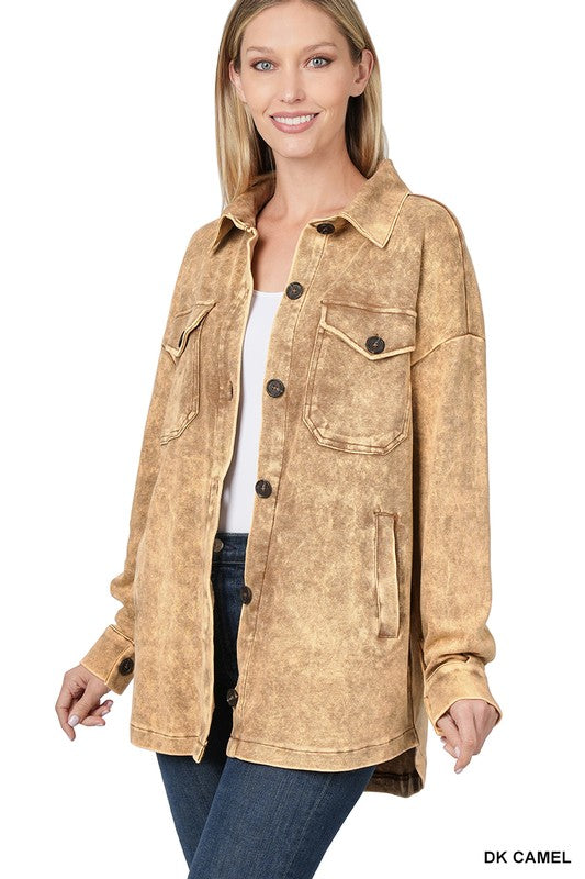 Acid Wash Loose Fit Shacket