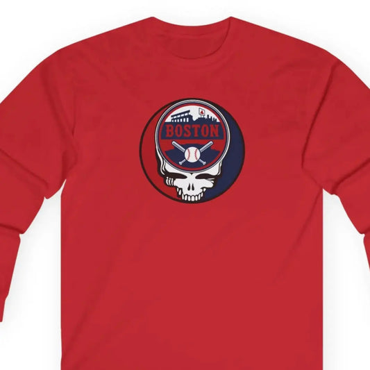 Boston Baseball Edition Classic Stealie Long Sleeve Tee Ultra Cotton MLB