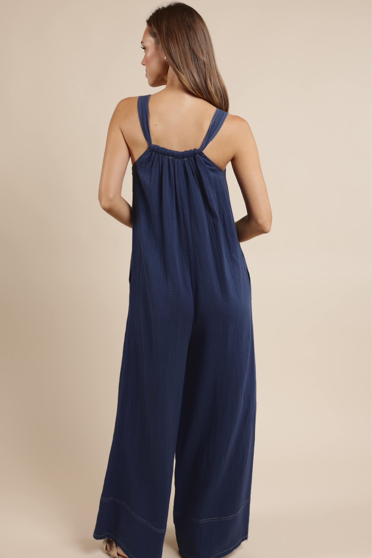 Frayed Hem Wide Leg Jumpsuit Breezy Lane
