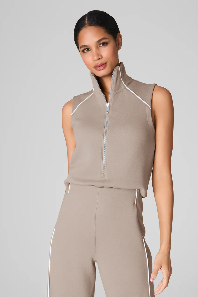 AirEssentials Pique Sleeveless Mockneck Jumpsuit- Ashwood