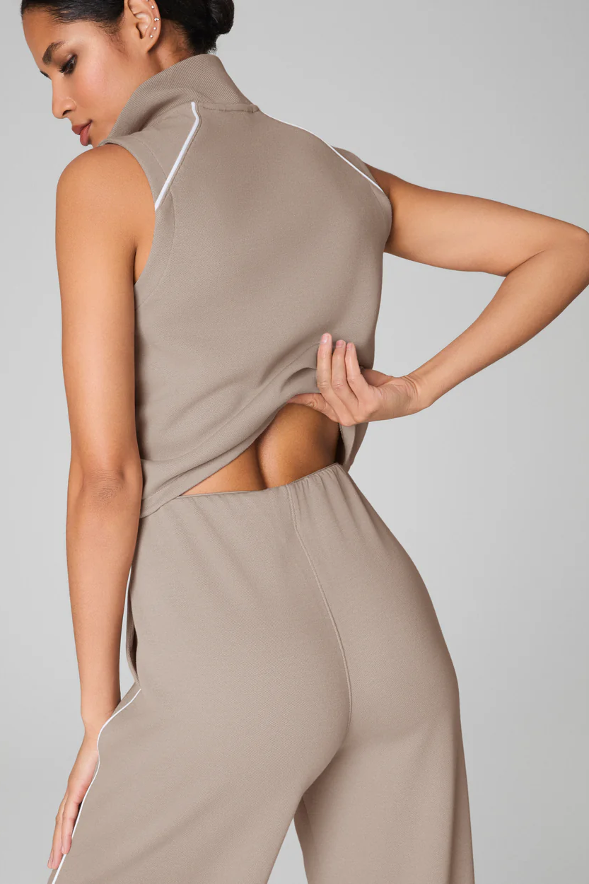 AirEssentials Pique Sleeveless Mockneck Jumpsuit- Ashwood